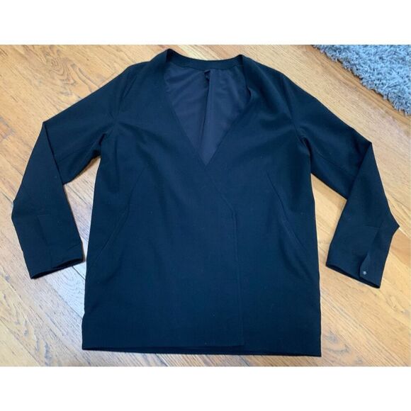 LULULEMON LAB SAMAT BLACK OVERSIZE LINED BLAZER JACKER sz 4 SOLD OUT $228 - Picture 3 of 8